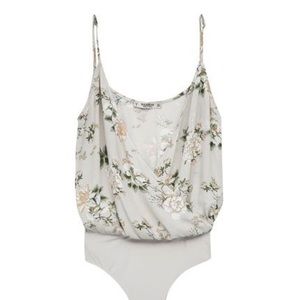 Pull & Bear Wrap Style Floral Bodysuit